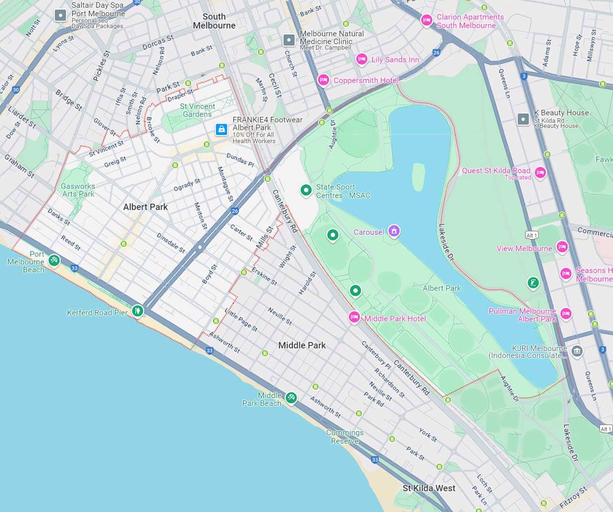 Albert Park Map Area