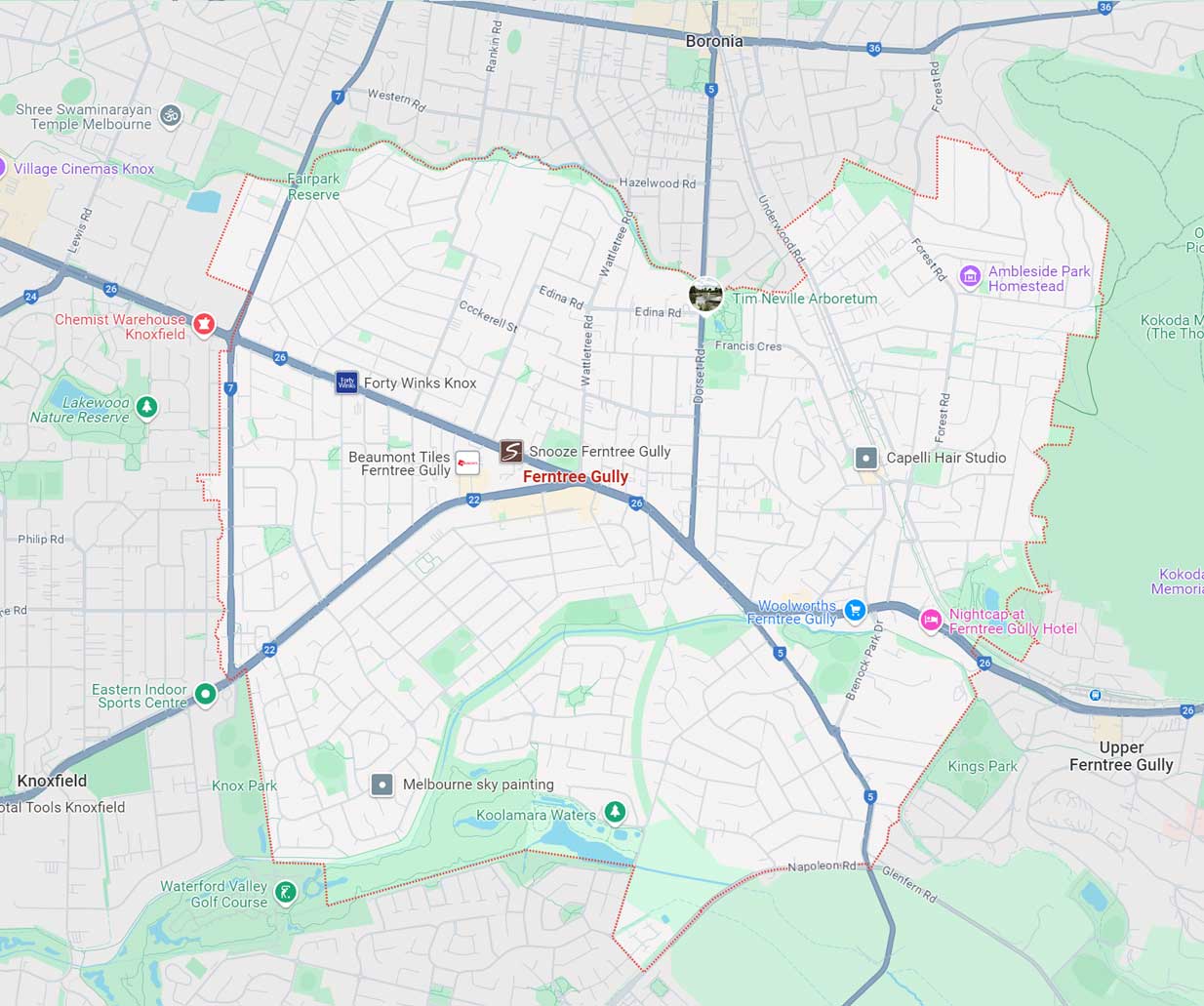 Ferntree Gully Map Area
