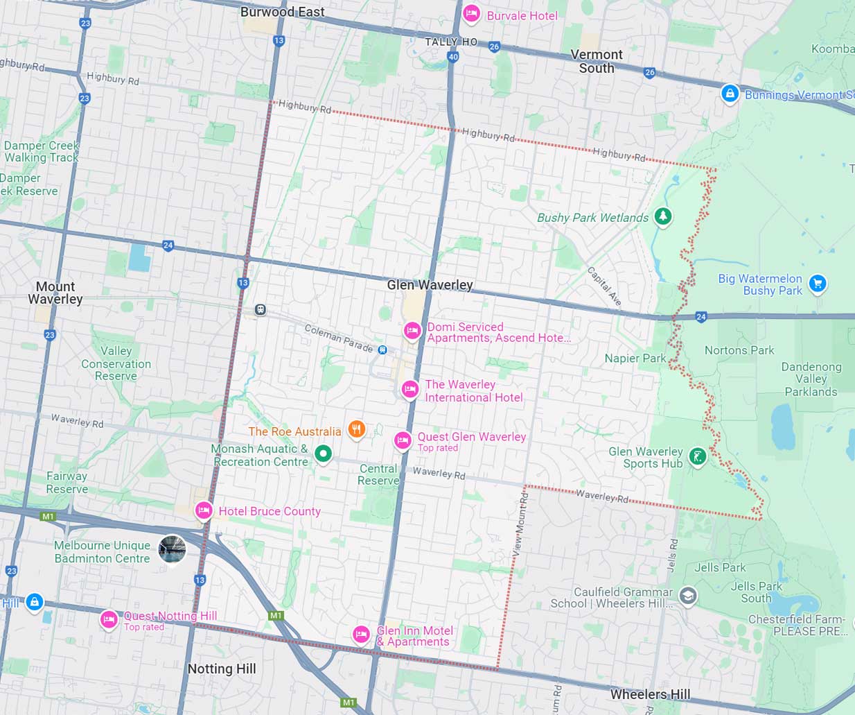 Glen Waverley Map Area