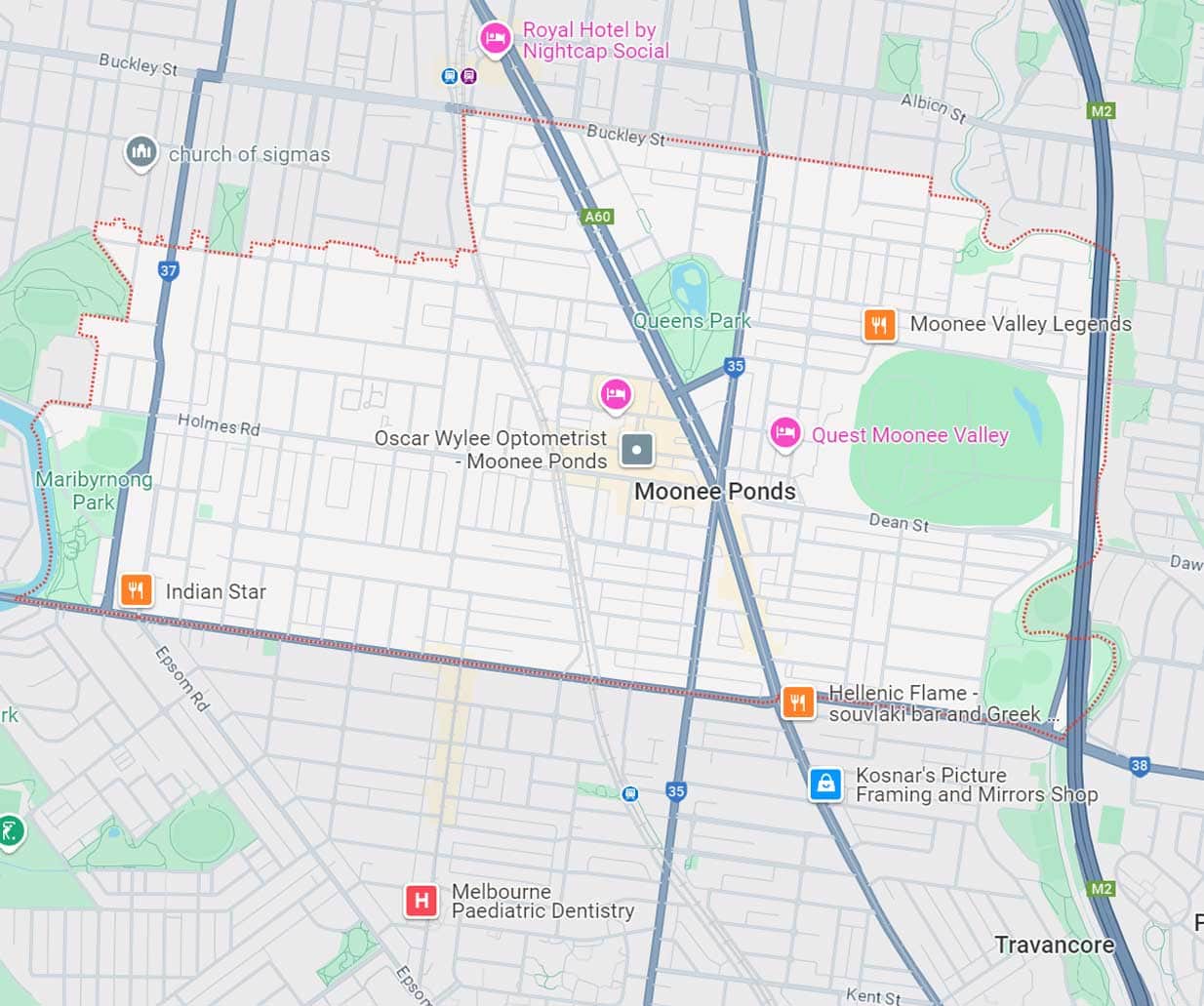 Moonee Ponds Map Area