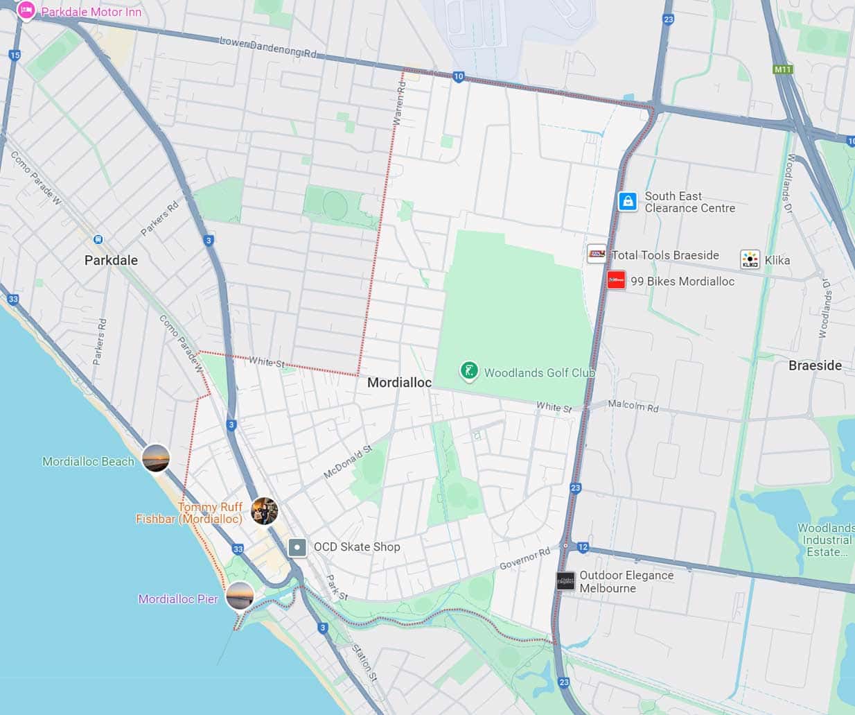 Mordialloc Map Area