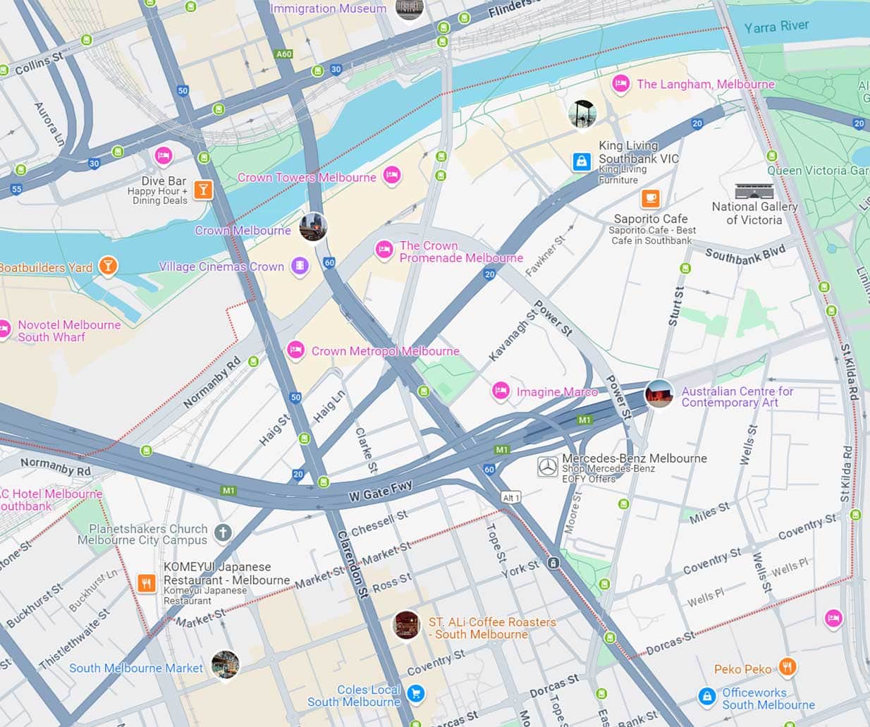 Southbank Map Area
